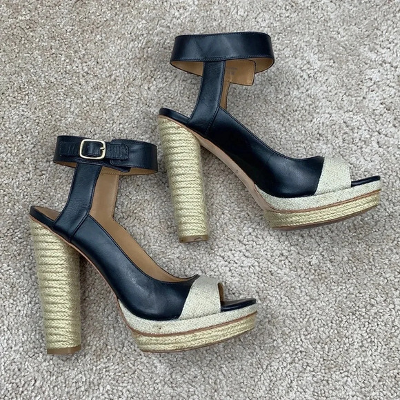 Ann Taylor navy Briston peep toe platform heels 7.5 - Picture 5 of 11